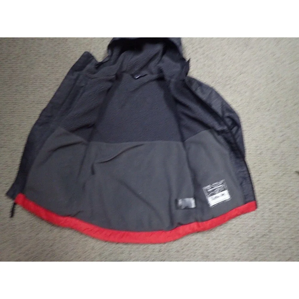 The North Face DryVent Jacket Boys 7/8 Grey Red Good Hooded Fleece‎ Lined Zip